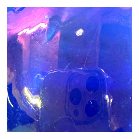 Large Handblown Glass Christmas Ornament Iridescent Cobalt Blue Purple Vintage - Picture 5 of 8